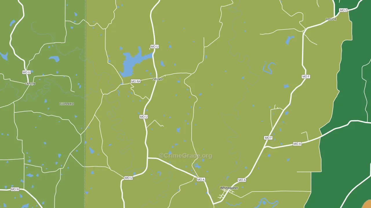 Whitewater, MO Map of Drug-Related Crime Rates