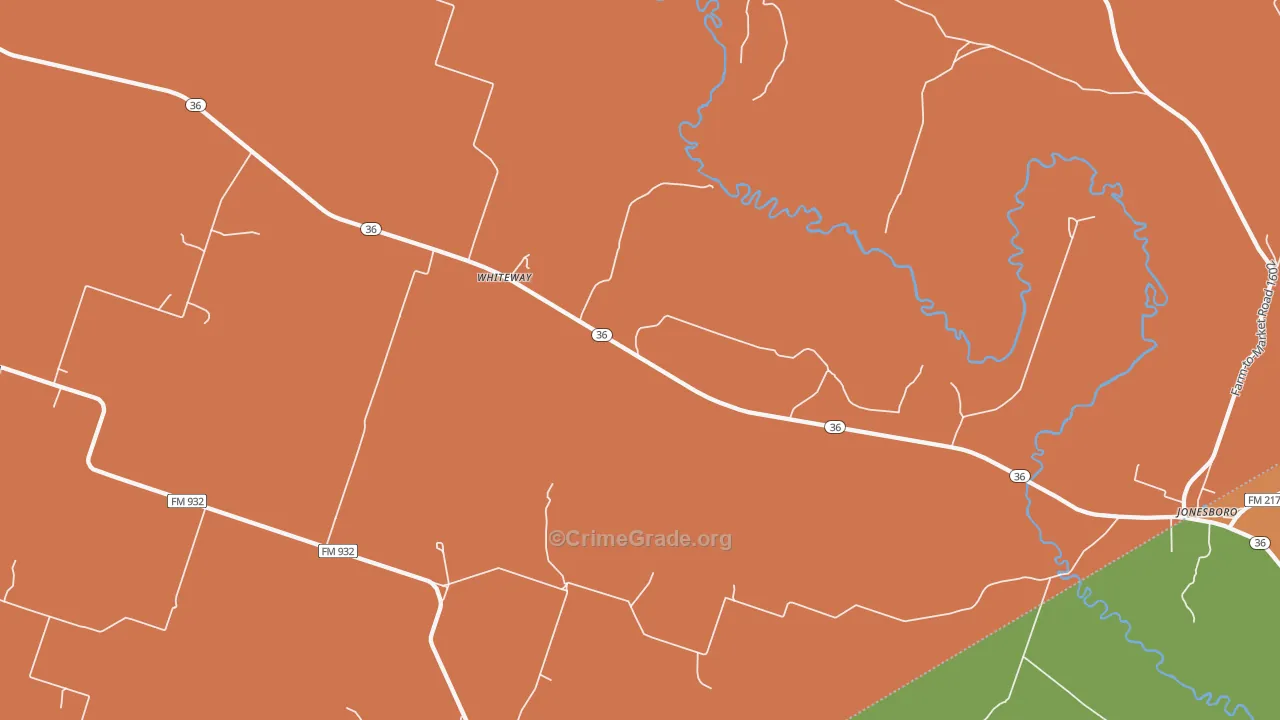 Whiteway, TX Map of Drug-Related Crime Rates