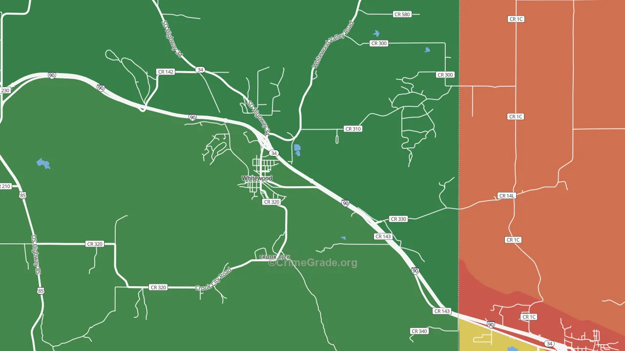 Whitewood, SD Map of Drug-Related Crime Rates