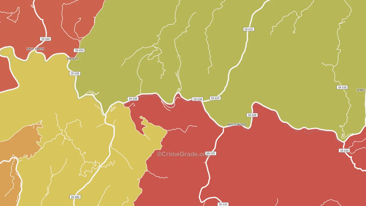 Whitewood, VA Map of Drug-Related Crime Rates