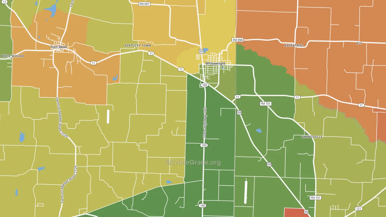 Whitewright, TX Map of Drug-Related Crime Rates