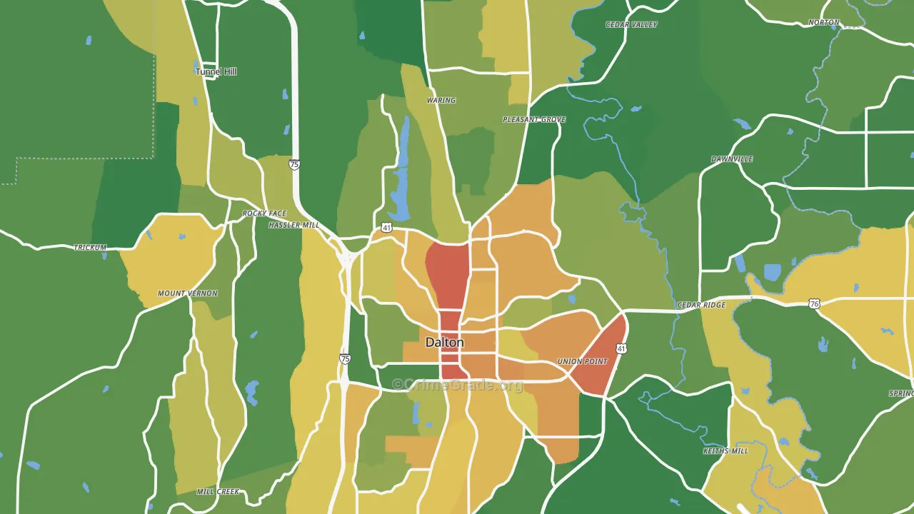 Whitfield County, GA Map of Drug-Related Crime Rates