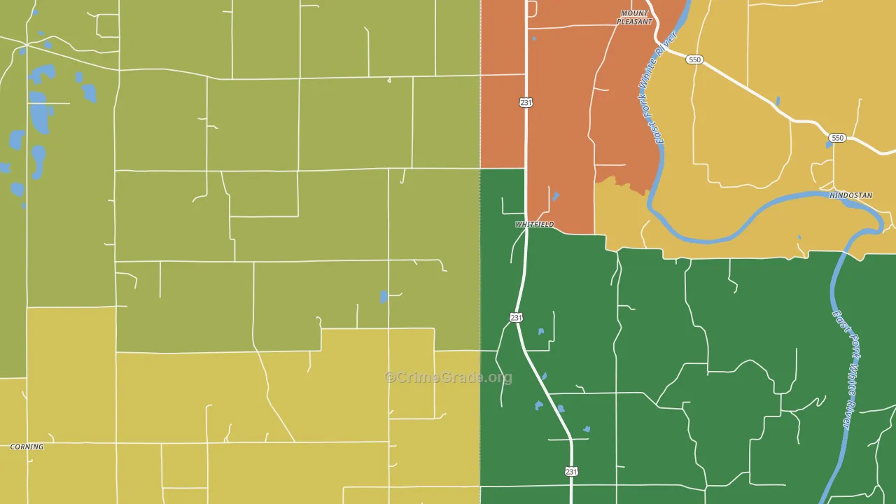 Whitfield, IN Map of Drug-Related Crime Rates