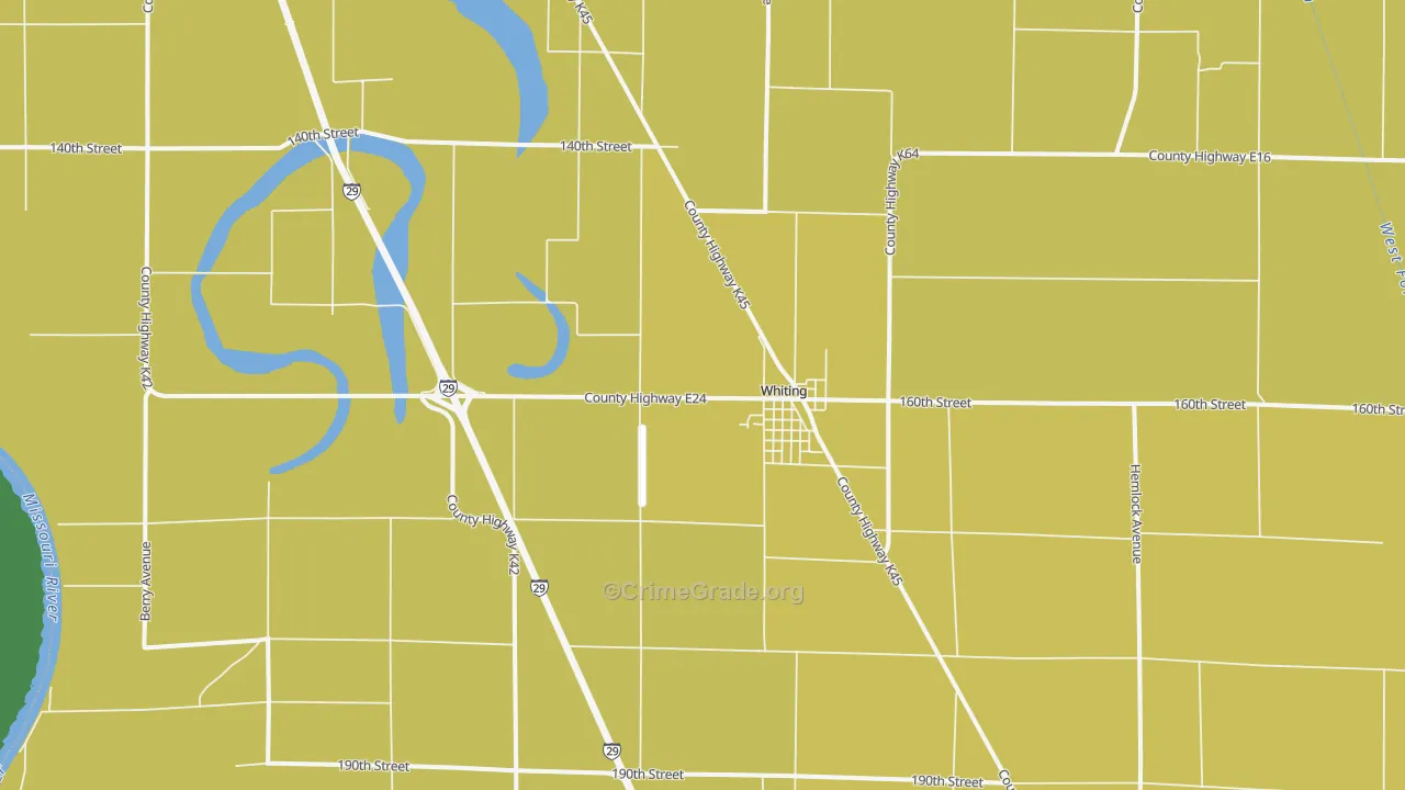 Whiting, IA Map of Drug-Related Crime Rates