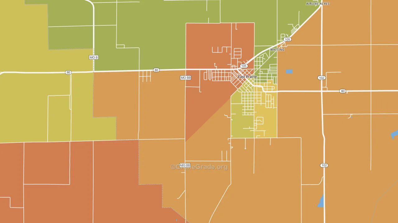 Whiting, MO Map of Drug-Related Crime Rates