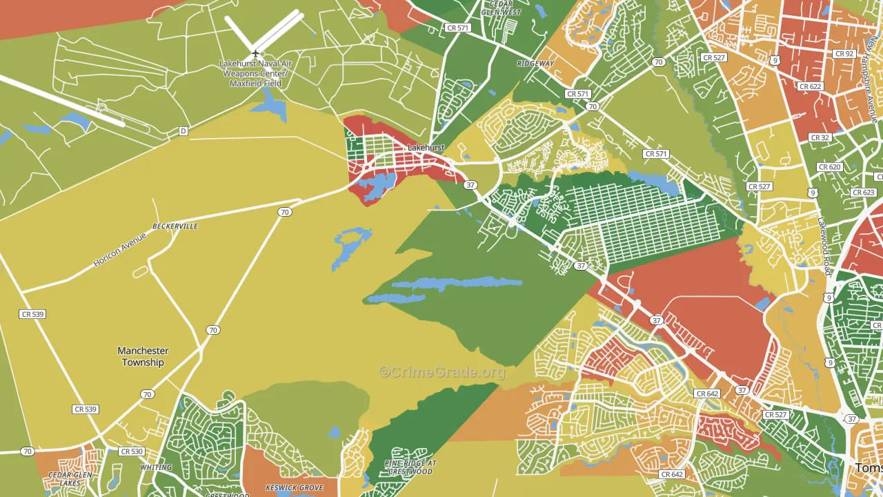 Whiting, NJ Map of Drug-Related Crime Rates