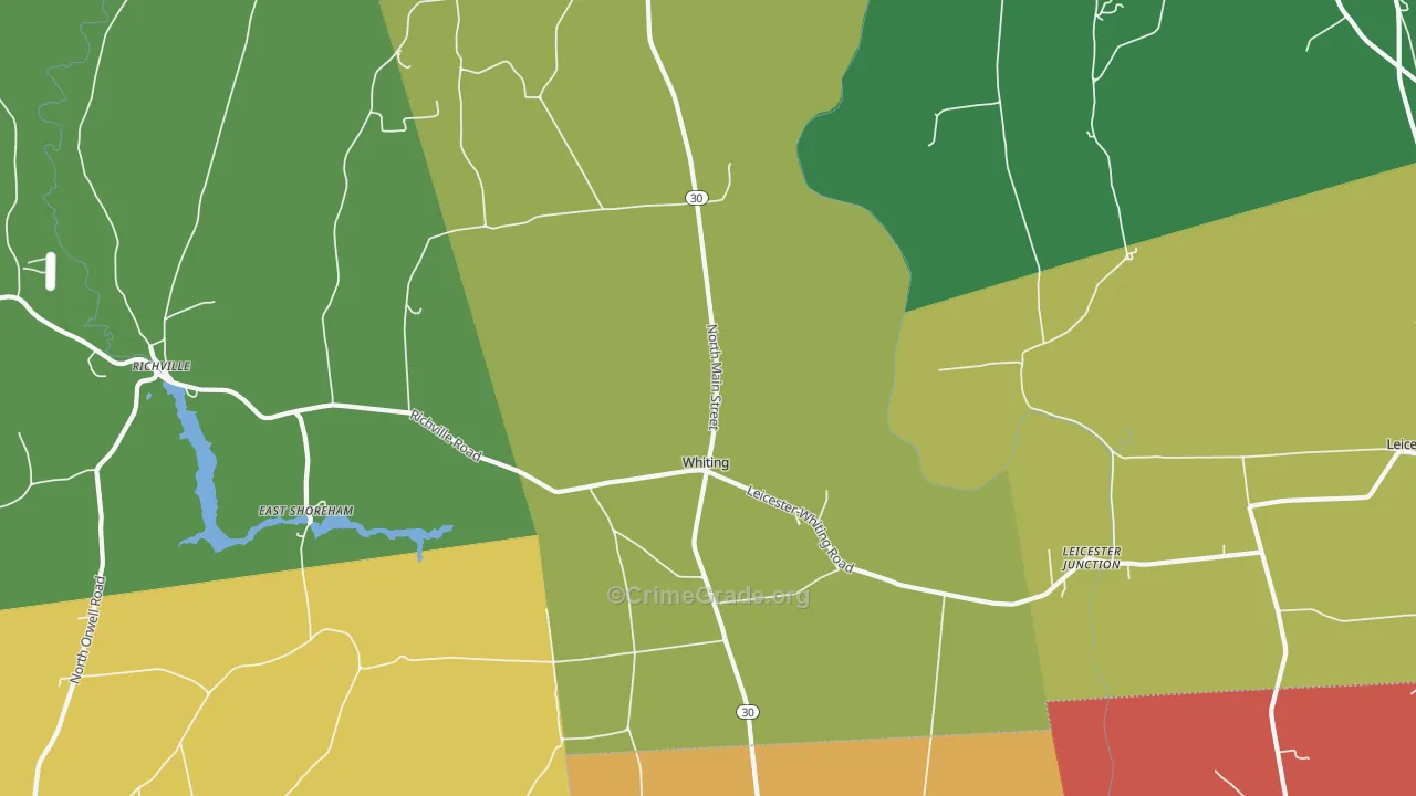 Whiting, VT Map of Drug-Related Crime Rates