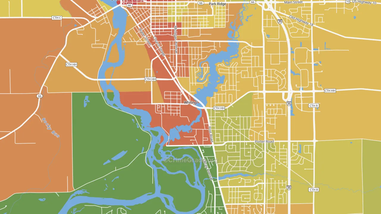 Whiting, WI Map of Drug-Related Crime Rates