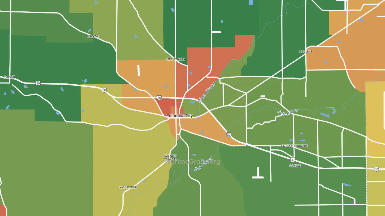 Whitley County, IN Map of Drug-Related Crime Rates