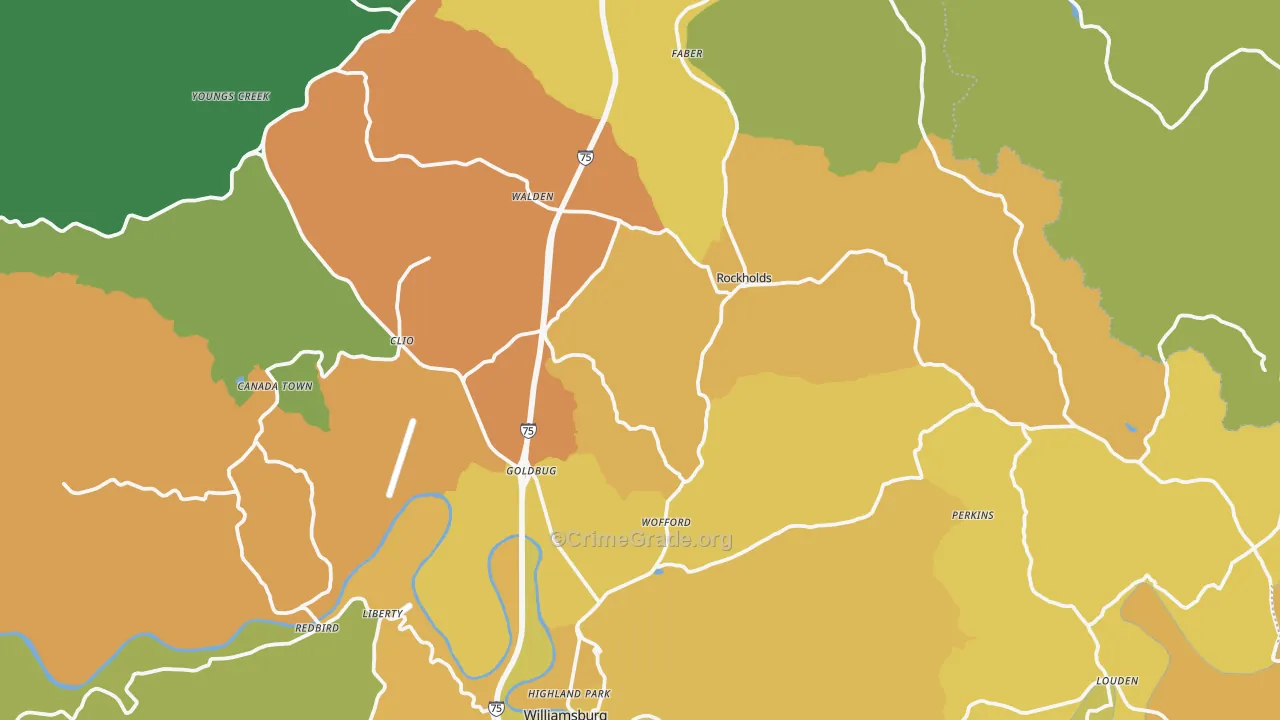 Whitley County, KY Map of Drug-Related Crime Rates