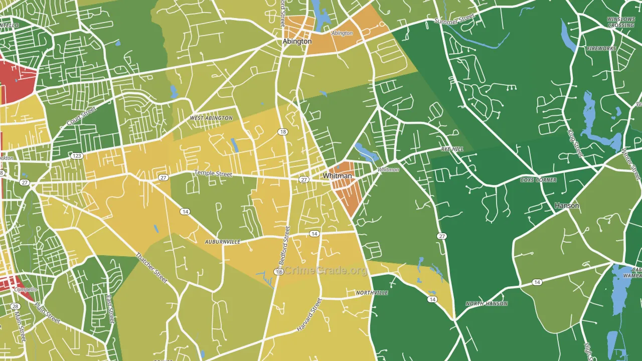 Whitman, MA Map of Drug-Related Crime Rates