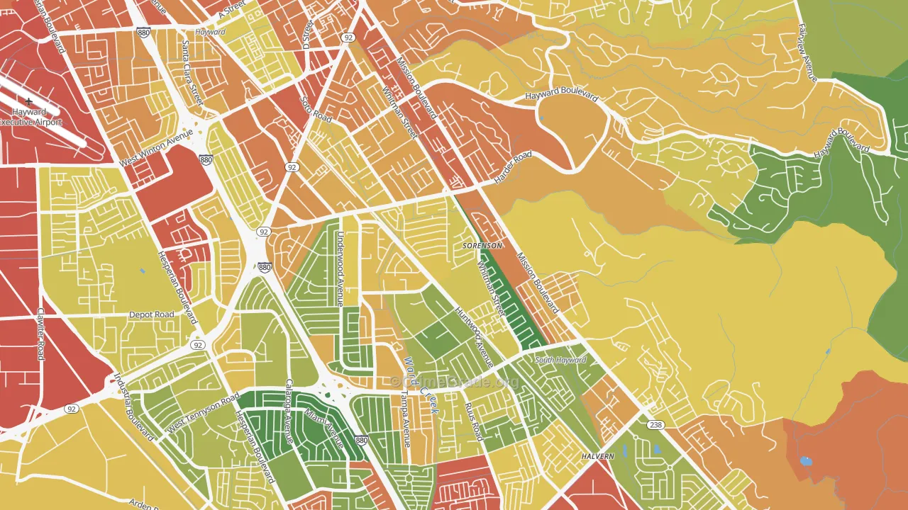 Whitman-Mocine, Hayward, CA Map of Drug-Related Crime Rates