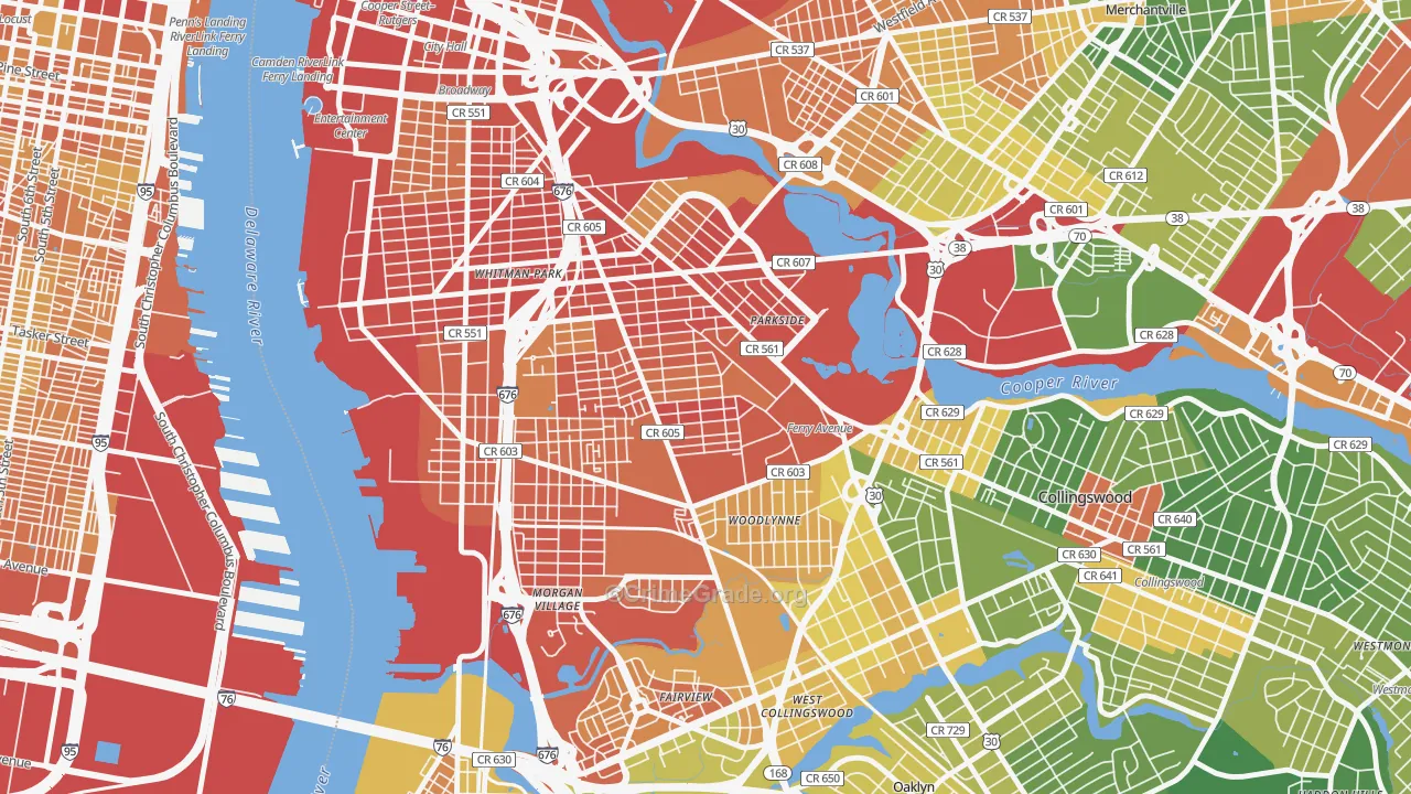Whitman Park, Camden, NJ Map of Drug-Related Crime Rates