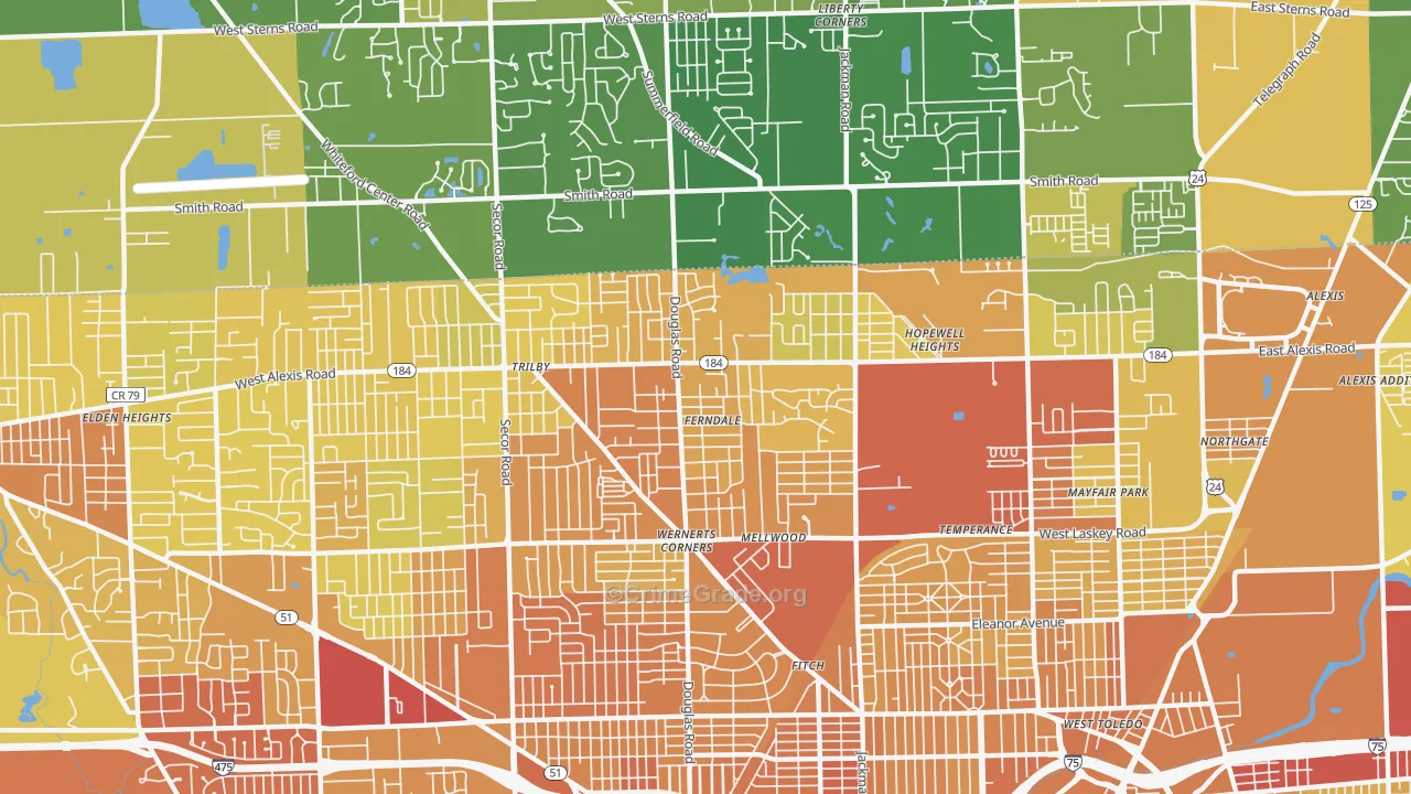 Whitmer-Trilby, Toledo, OH Map of Drug-Related Crime Rates