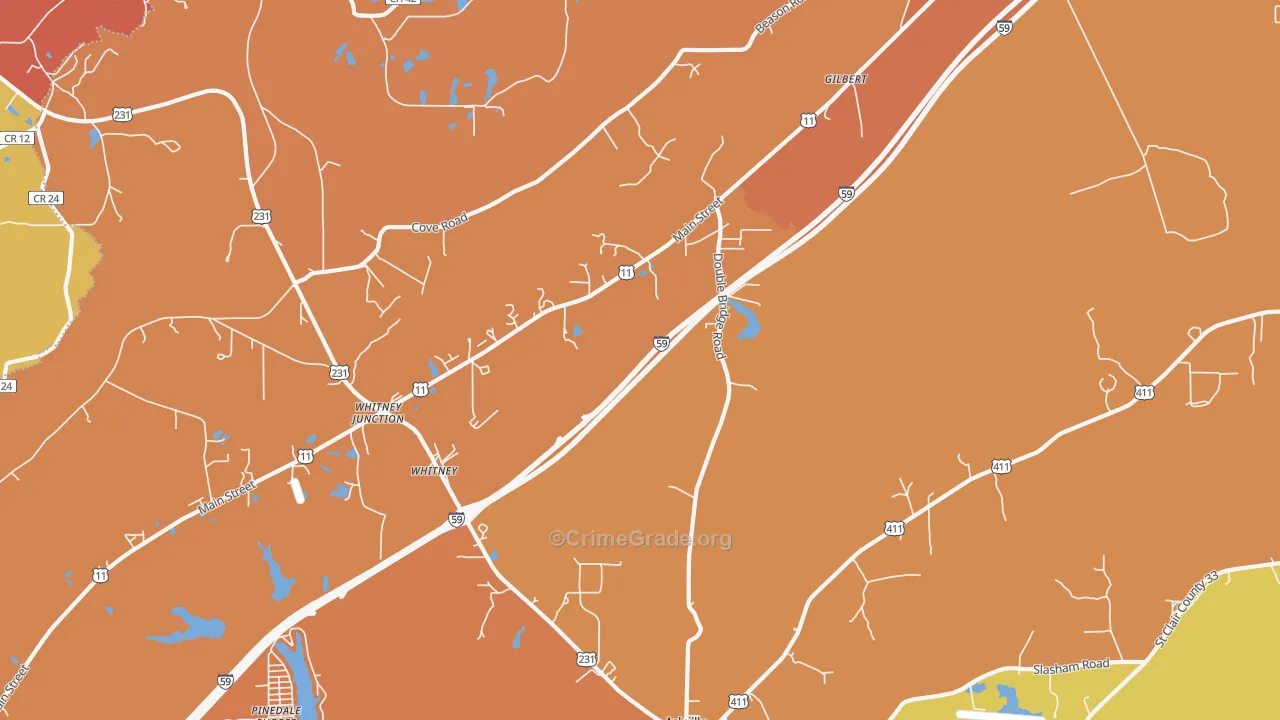 Whitney, AL Map of Drug-Related Crime Rates