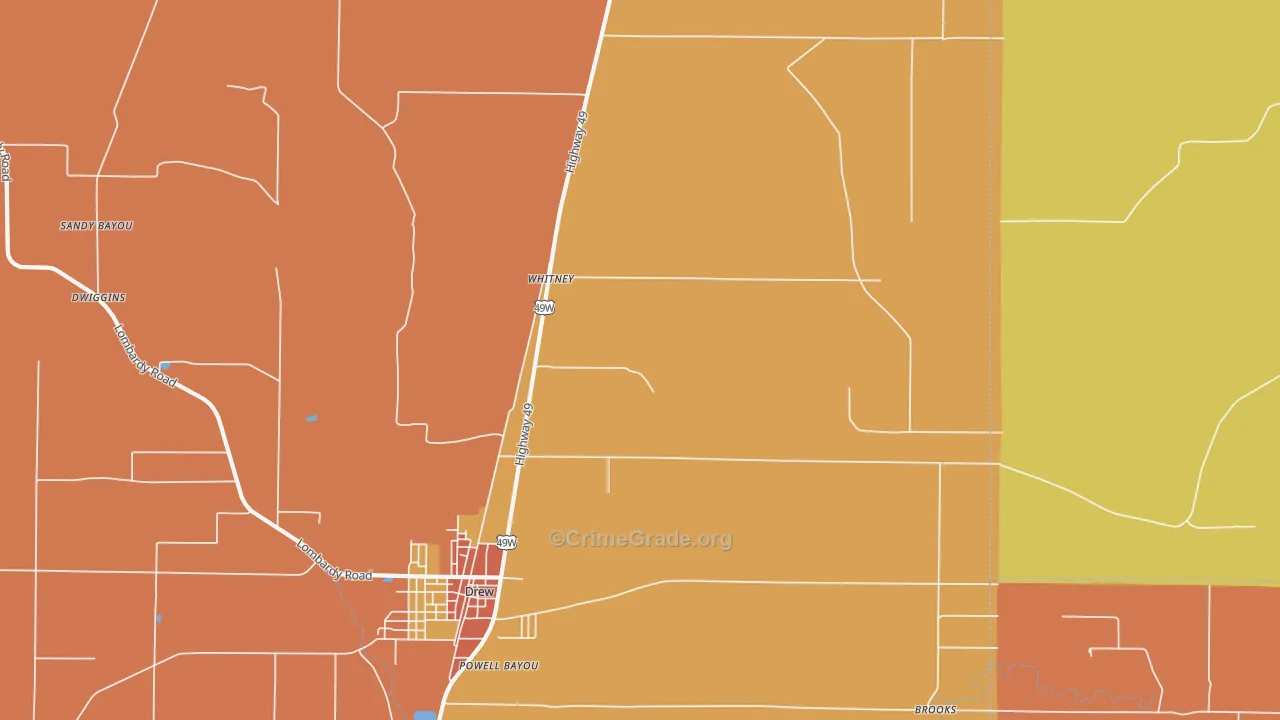 Whitney, MS Map of Drug-Related Crime Rates