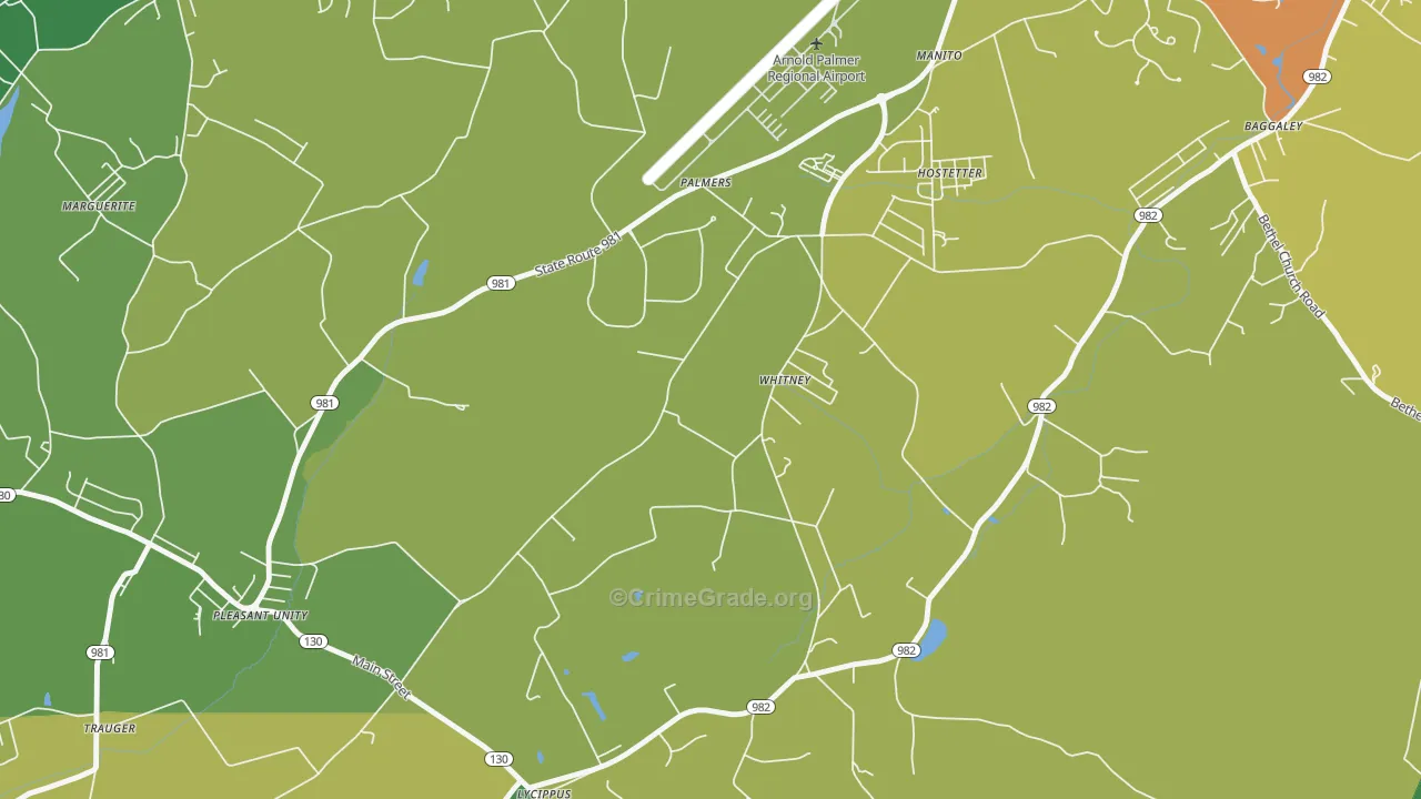 Whitney, PA Map of Drug-Related Crime Rates