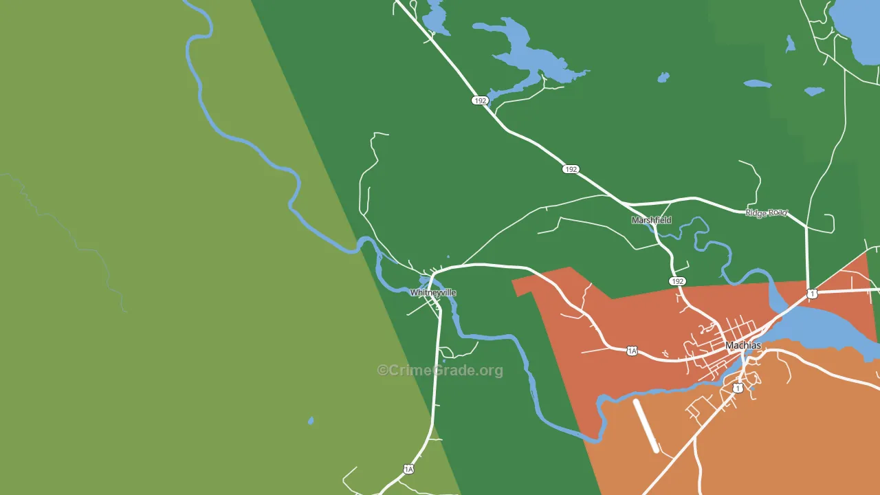 Whitneyville, ME Map of Drug-Related Crime Rates