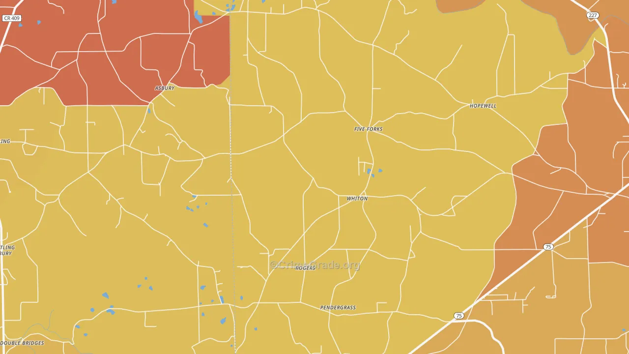 Whiton, AL Map of Drug-Related Crime Rates