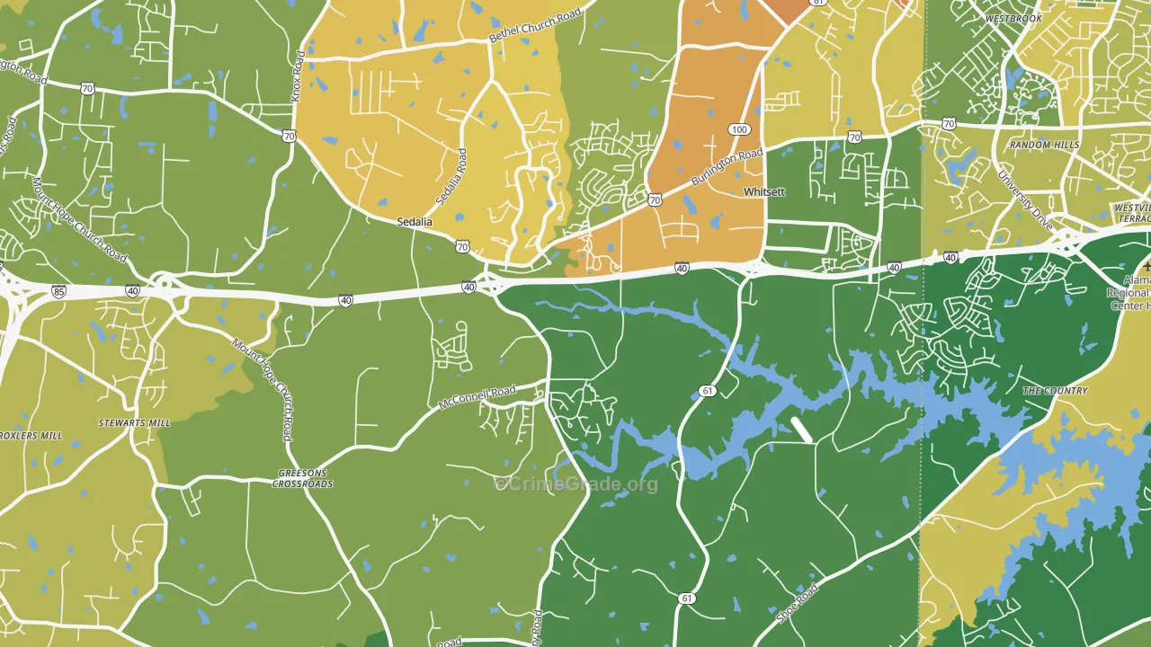 Whitsett, NC Map of Drug-Related Crime Rates