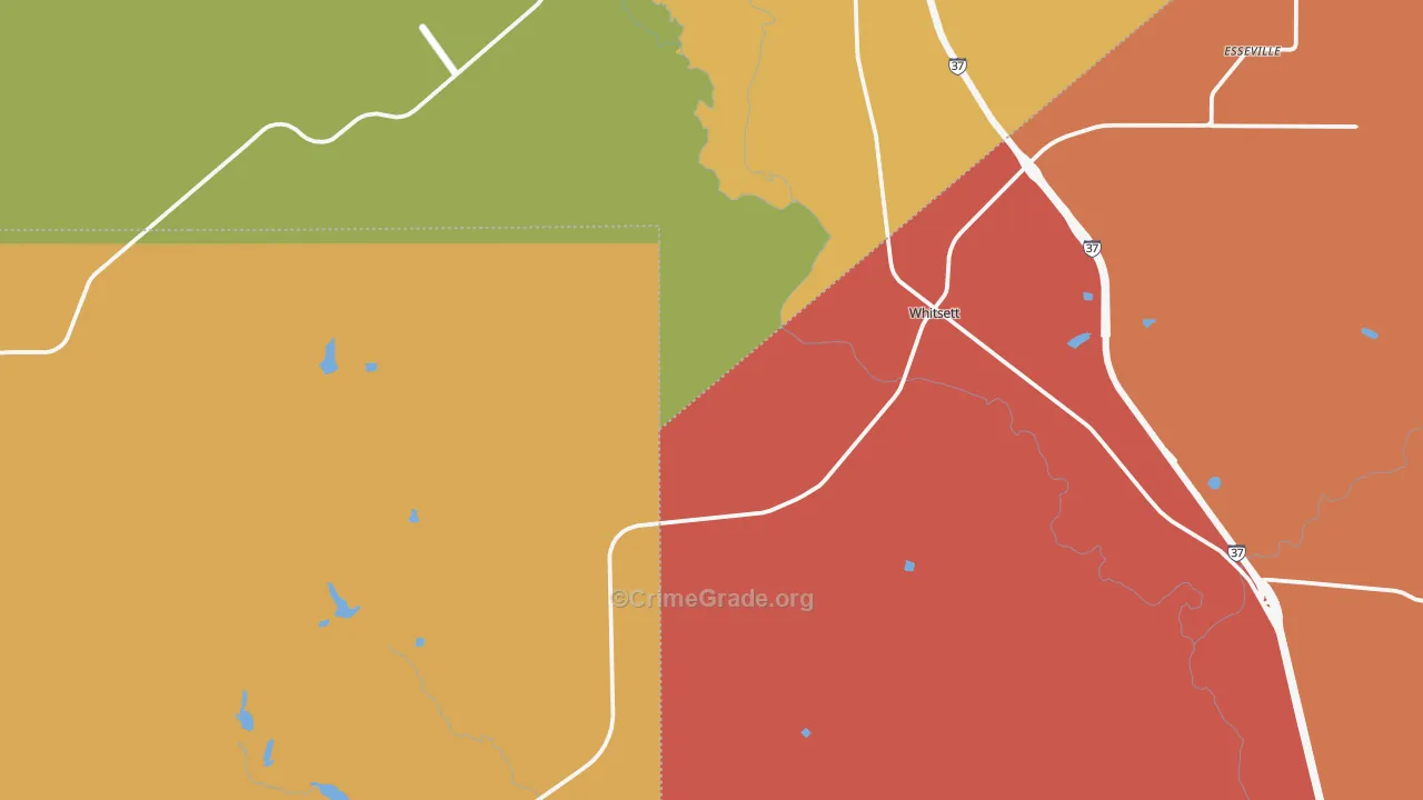 Whitsett, TX Map of Drug-Related Crime Rates
