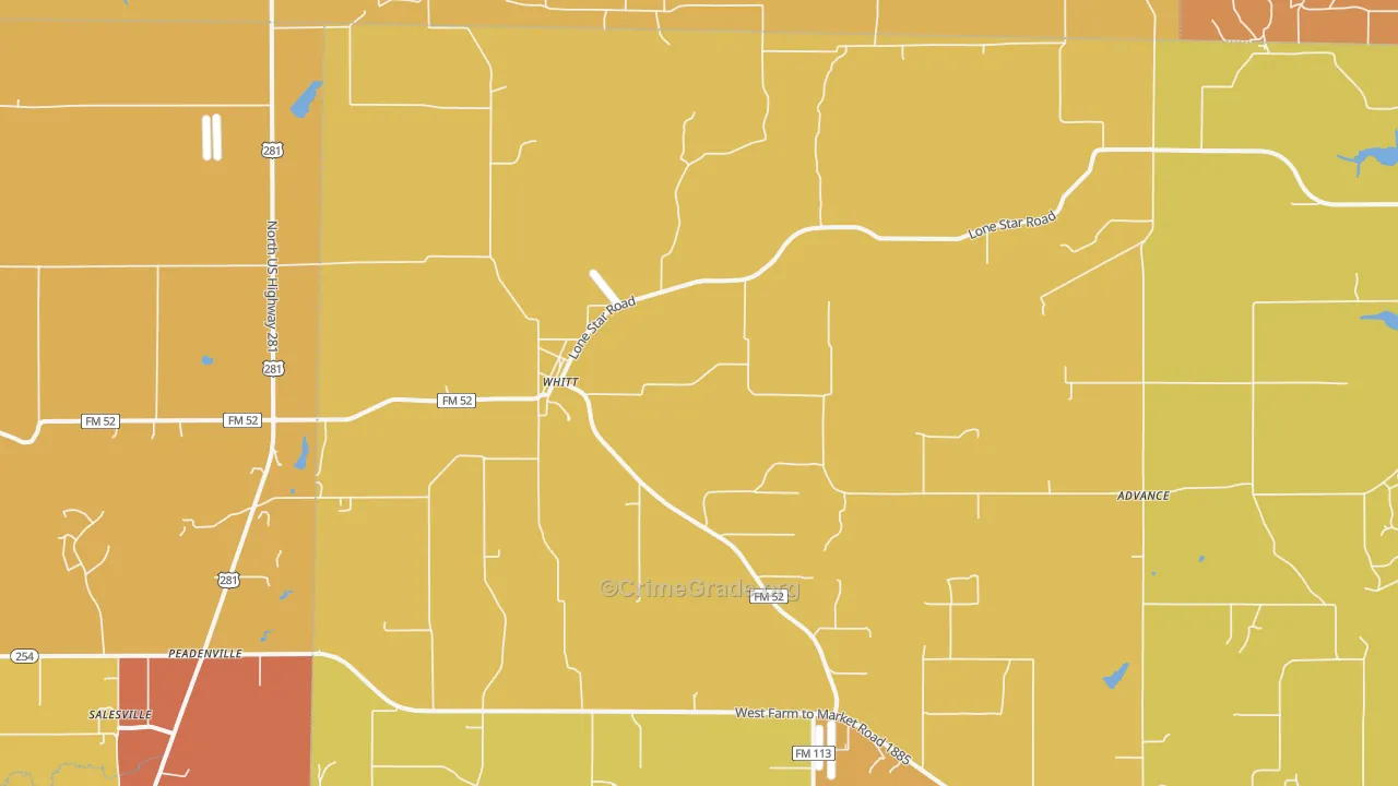 Whitt, TX Map of Drug-Related Crime Rates