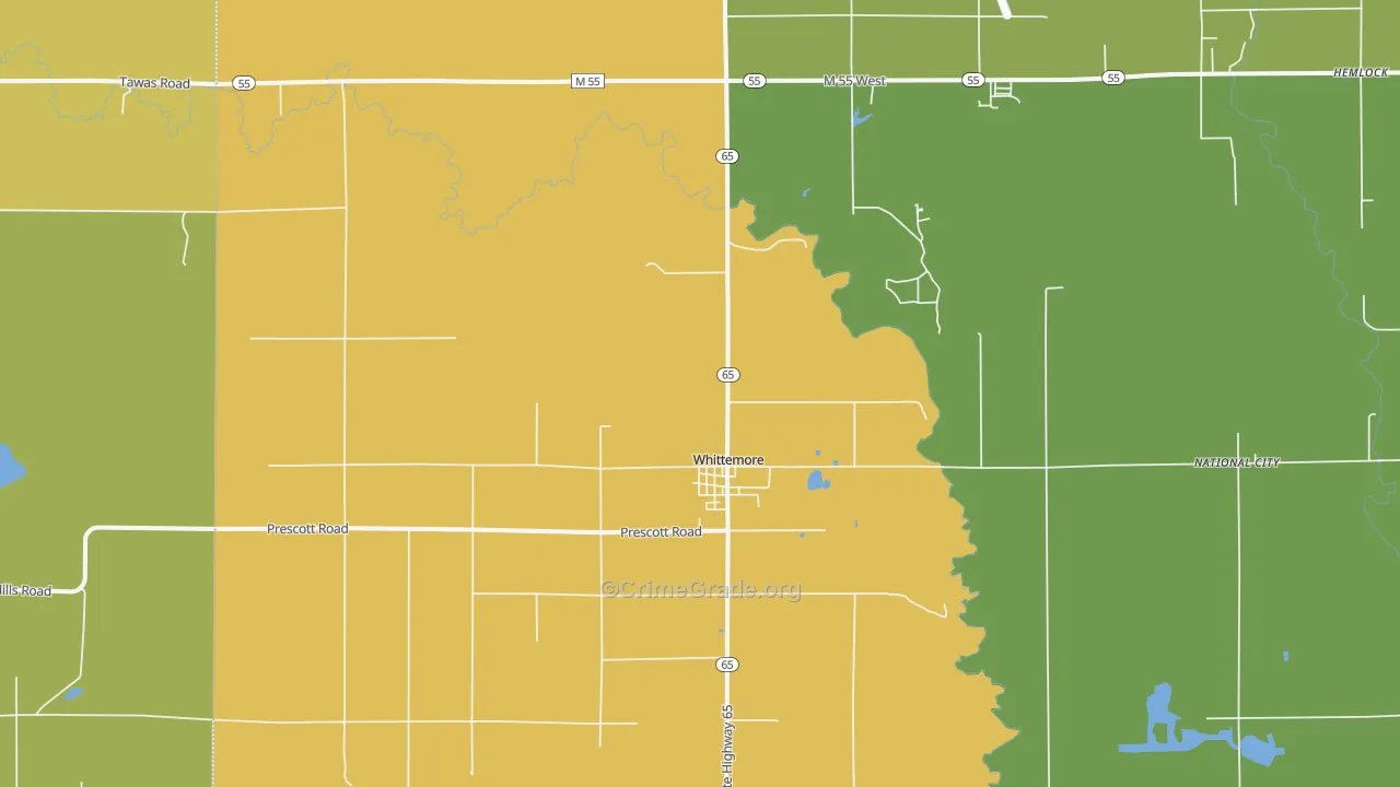 Whittemore, MI Map of Drug-Related Crime Rates