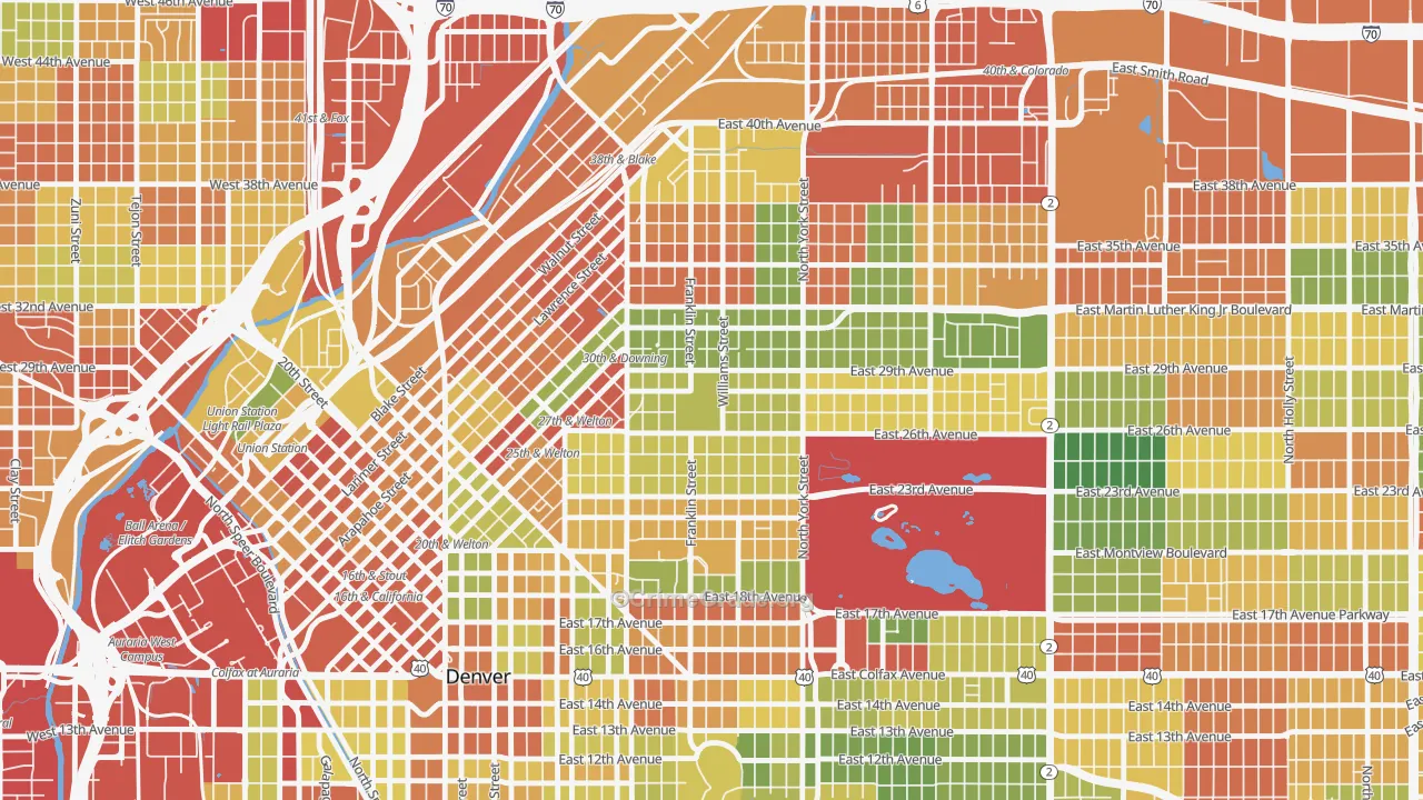 Whittier, Denver, CO Map of Drug-Related Crime Rates