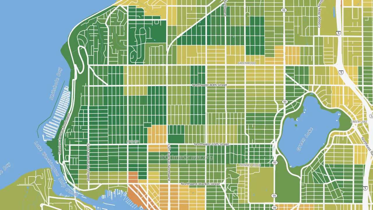 Whittier Heights, Seattle, WA Map of Drug-Related Crime Rates