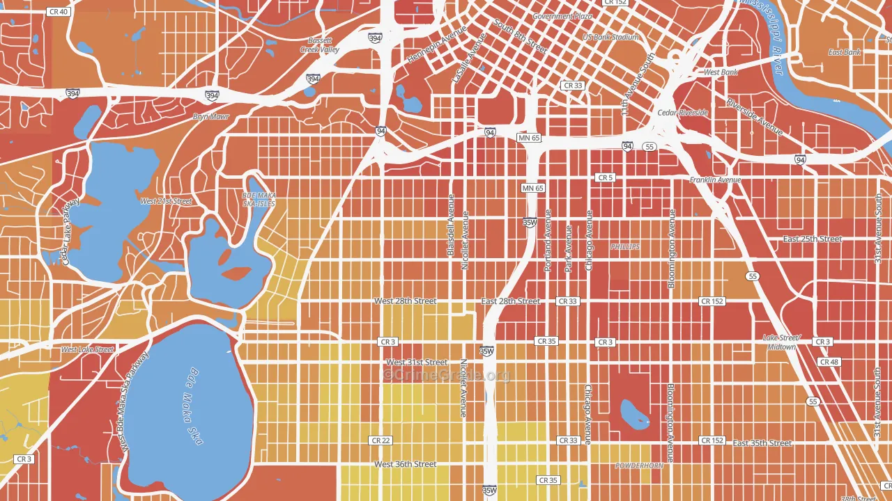 Whittier, Minneapolis, MN Map of Drug-Related Crime Rates