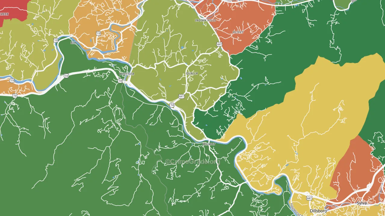 Whittier, NC Map of Drug-Related Crime Rates
