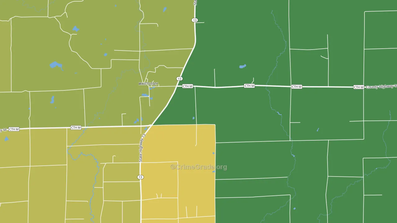 Whittlesey, WI Map of Drug-Related Crime Rates