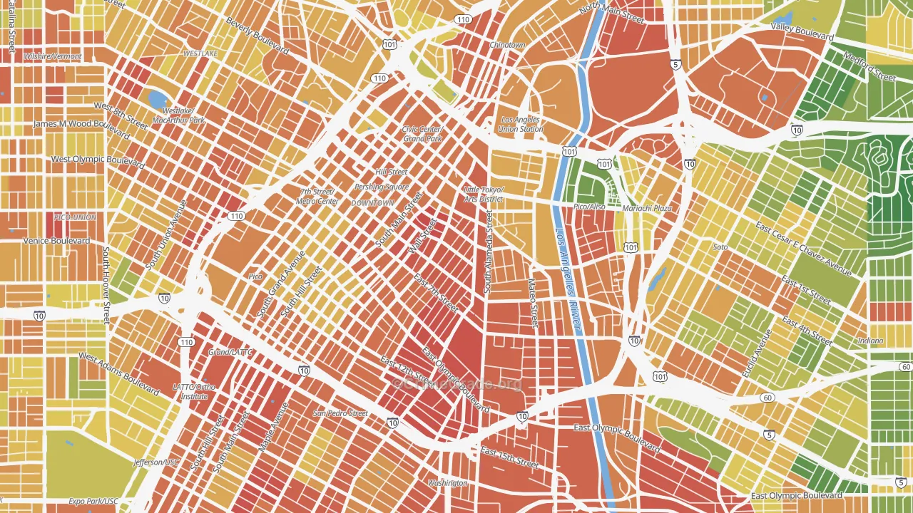 Wholesale District-Skid Row, Los Angeles, CA Map of Drug-Related Crime Rates