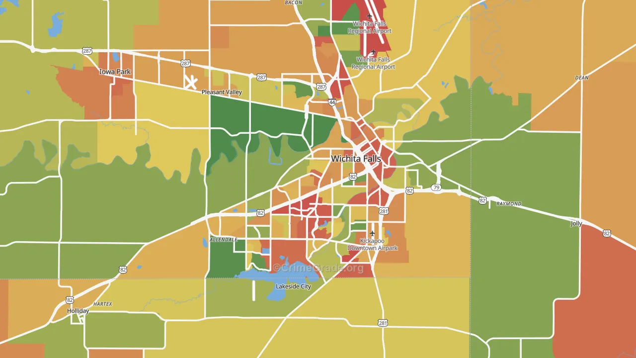 Wichita Falls, TX Map of Drug-Related Crime Rates