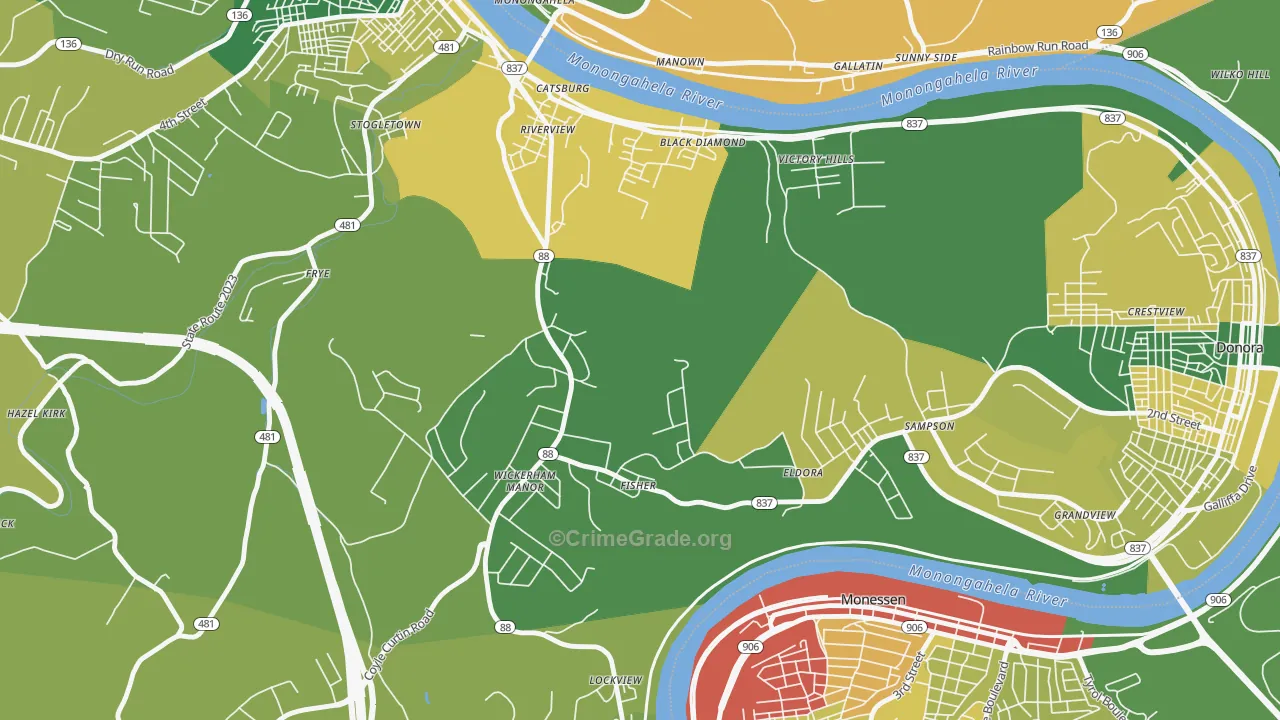 Wickerham Manor-Fisher, PA Map of Drug-Related Crime Rates