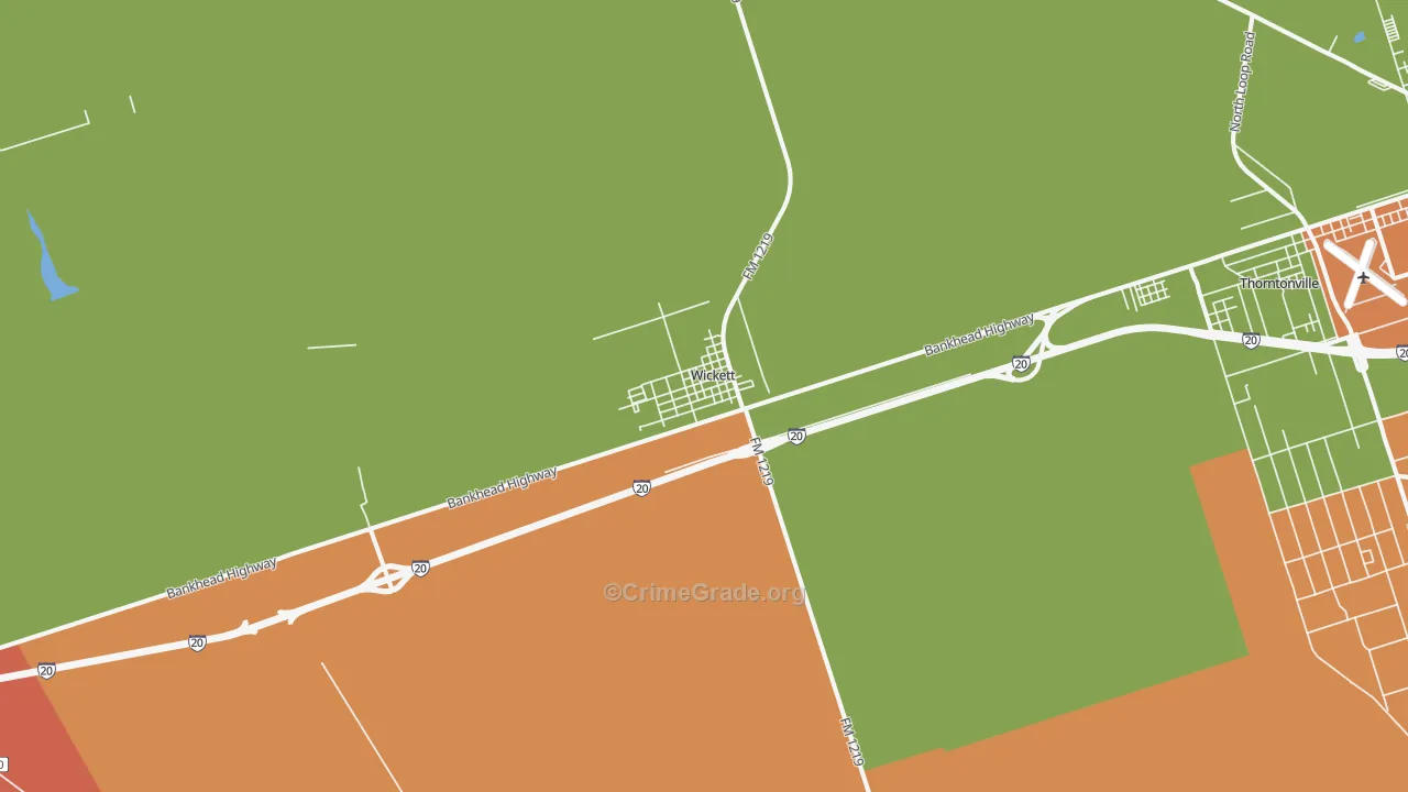 Wickett, TX Map of Drug-Related Crime Rates