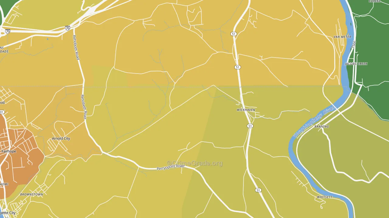 Wickhaven, PA Map of Drug-Related Crime Rates