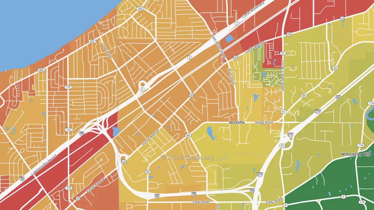 Wickliffe, OH Map of Drug-Related Crime Rates