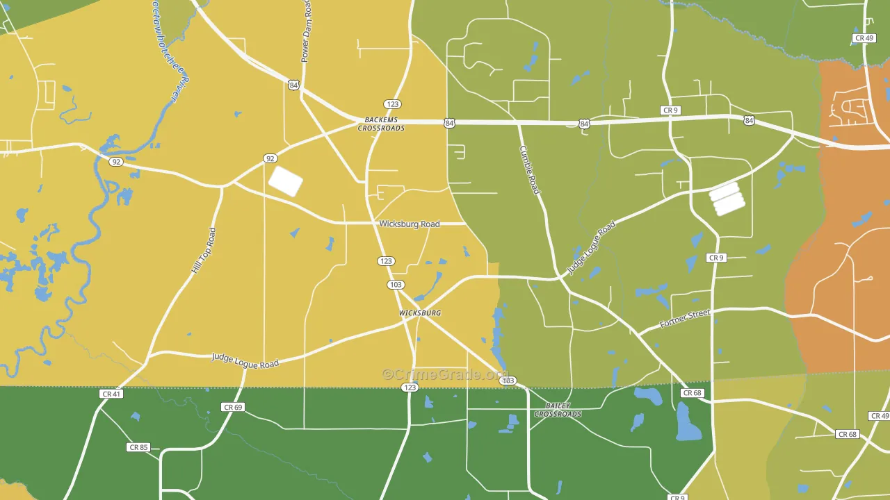 Wicksburg, AL Map of Drug-Related Crime Rates