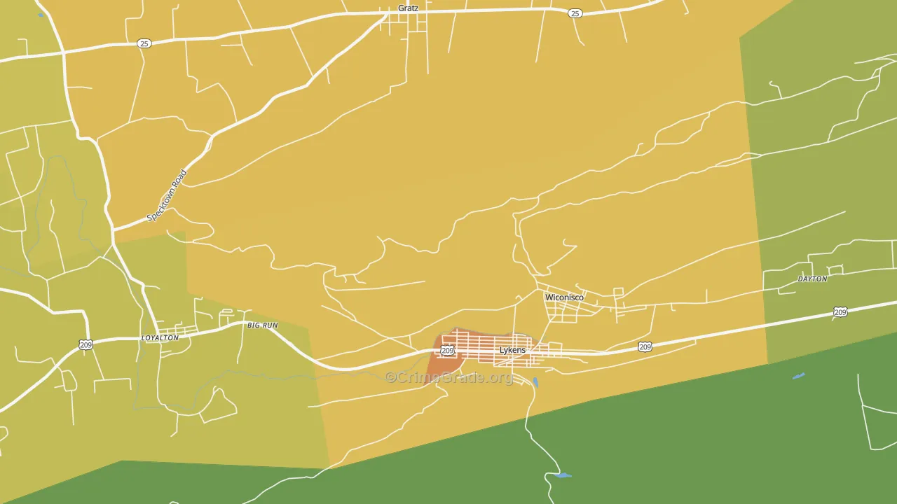 Wiconisco, PA Map of Drug-Related Crime Rates