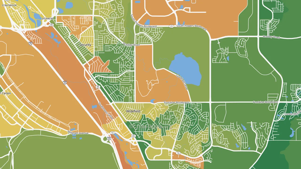 Widefield, Security-Widefield, CO Map of Drug-Related Crime Rates
