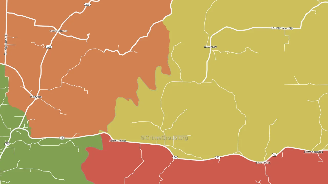 Wideman, AR Map of Drug-Related Crime Rates