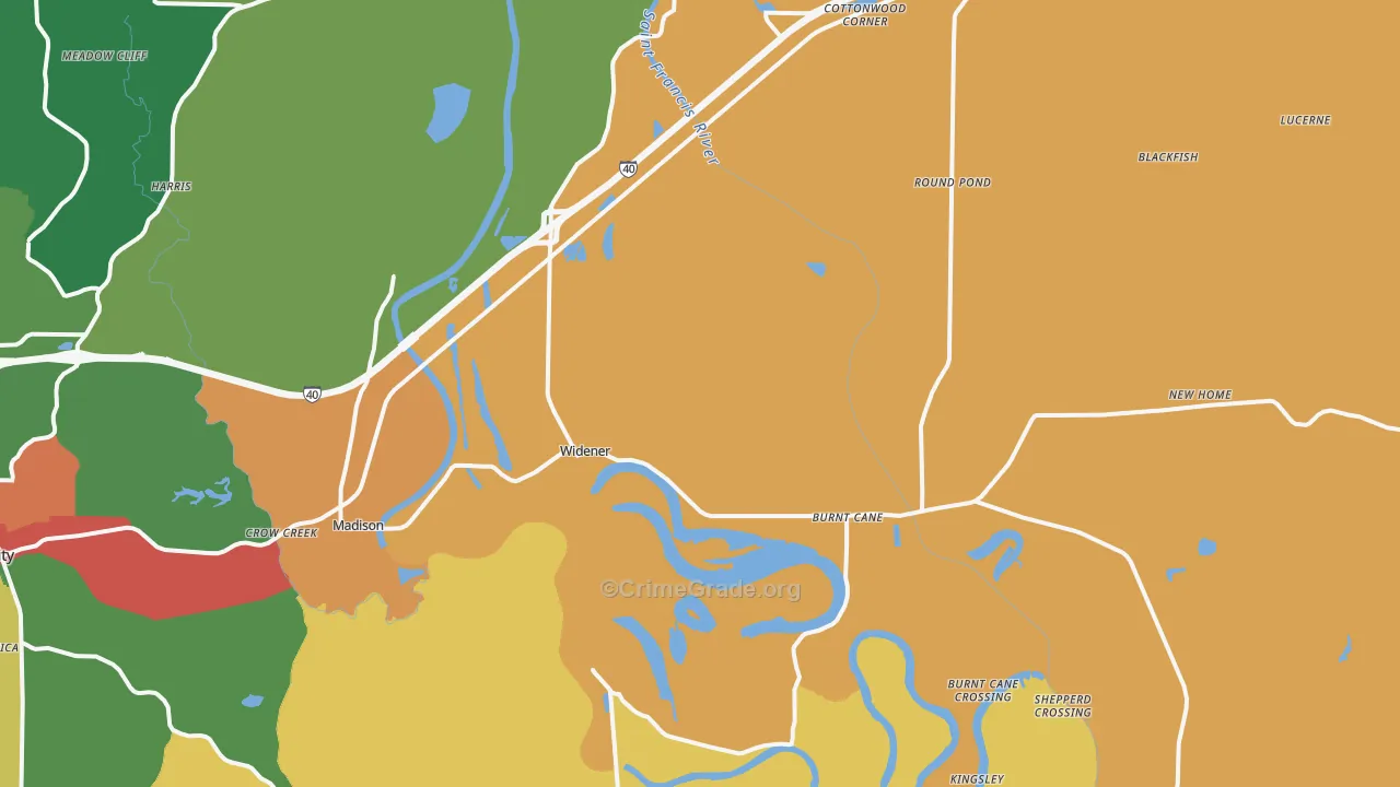 Widener, AR Map of Drug-Related Crime Rates