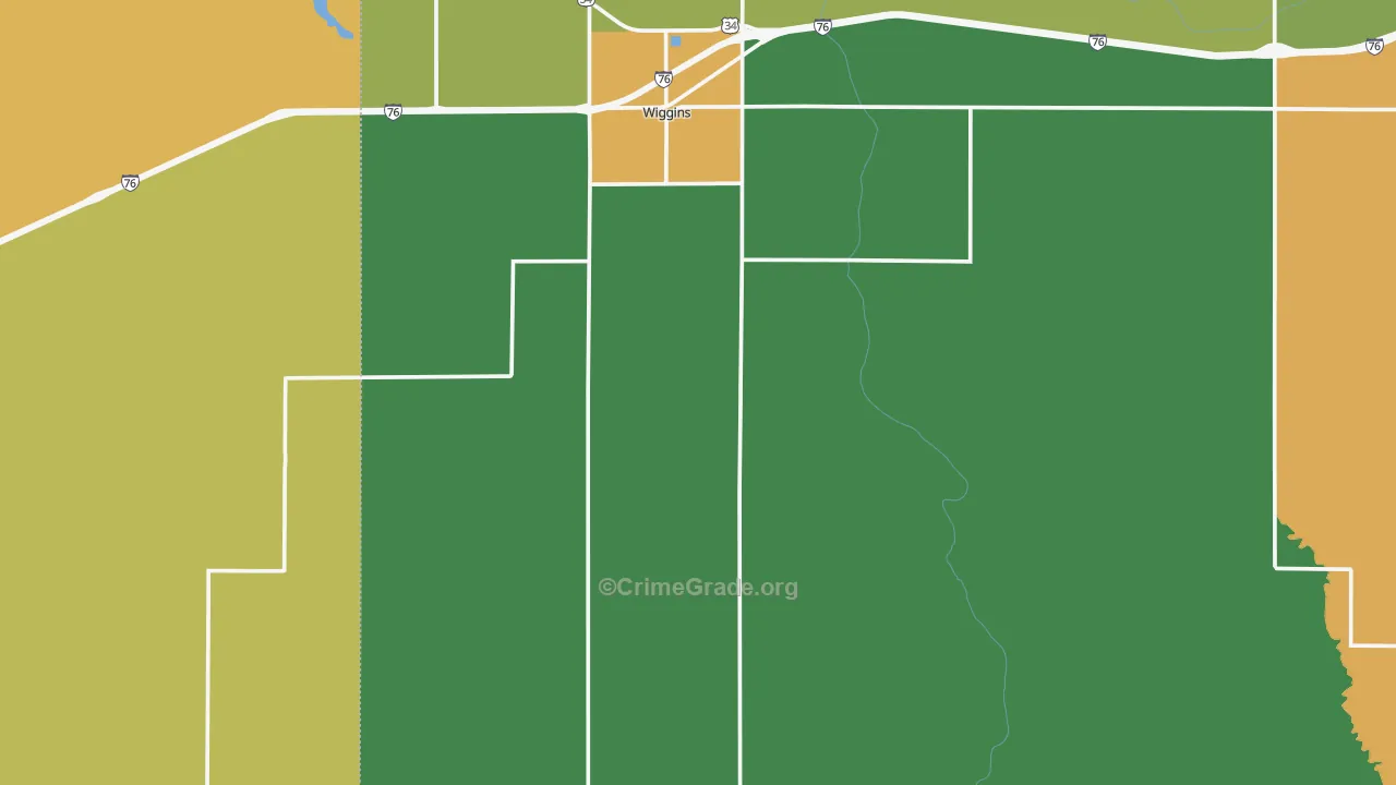 Wiggins, CO Map of Drug-Related Crime Rates