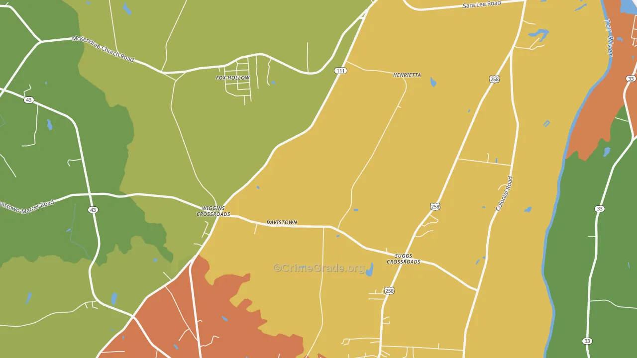 Wiggins Crossroads, NC Map of Drug-Related Crime Rates