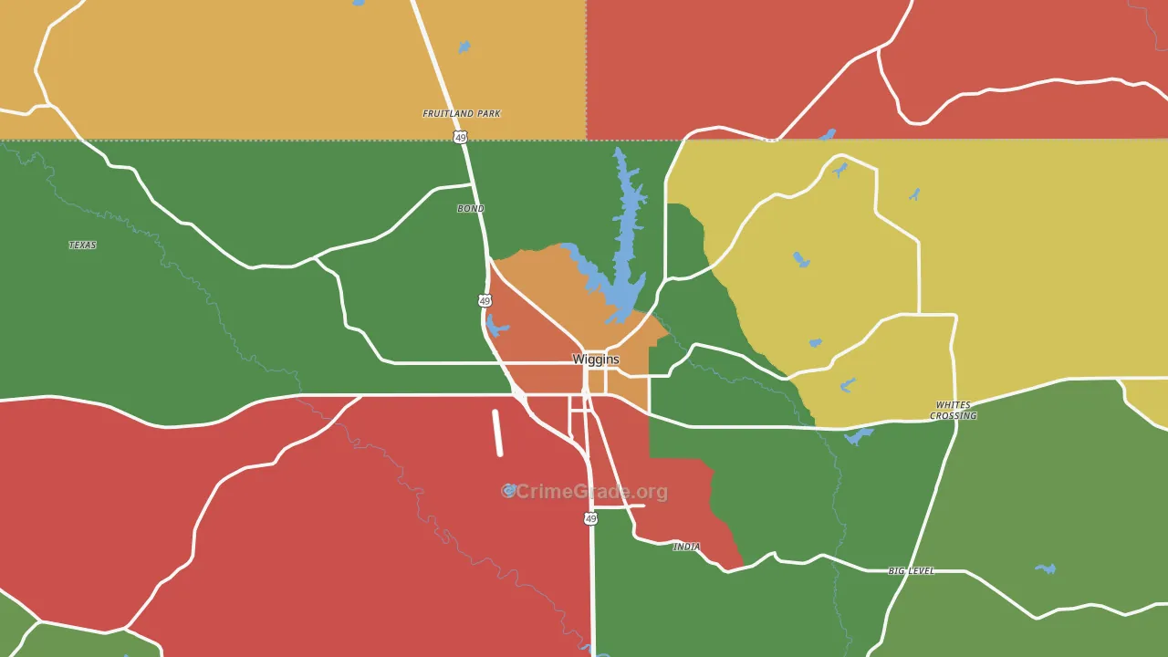 Wiggins, MS Map of Drug-Related Crime Rates