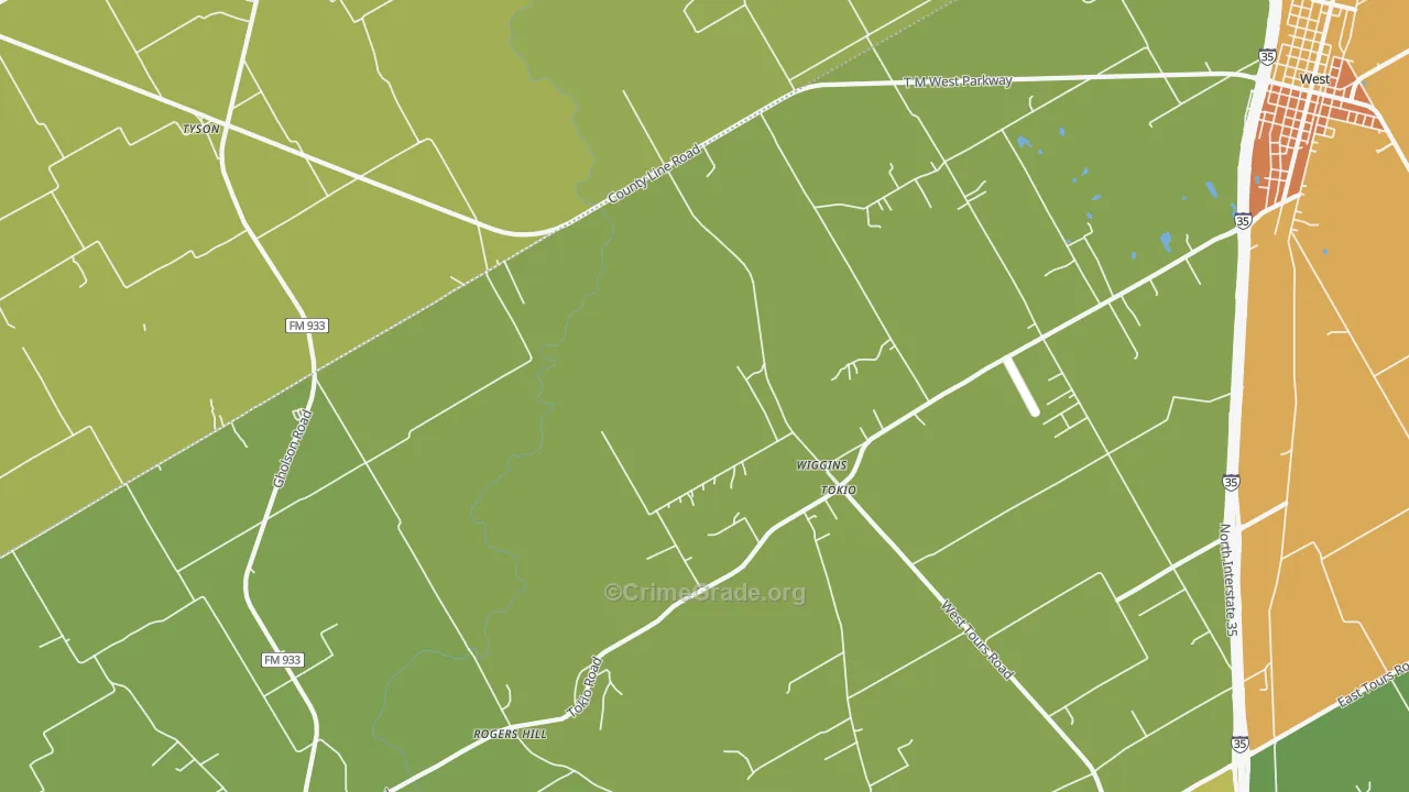Wiggins, TX Map of Drug-Related Crime Rates