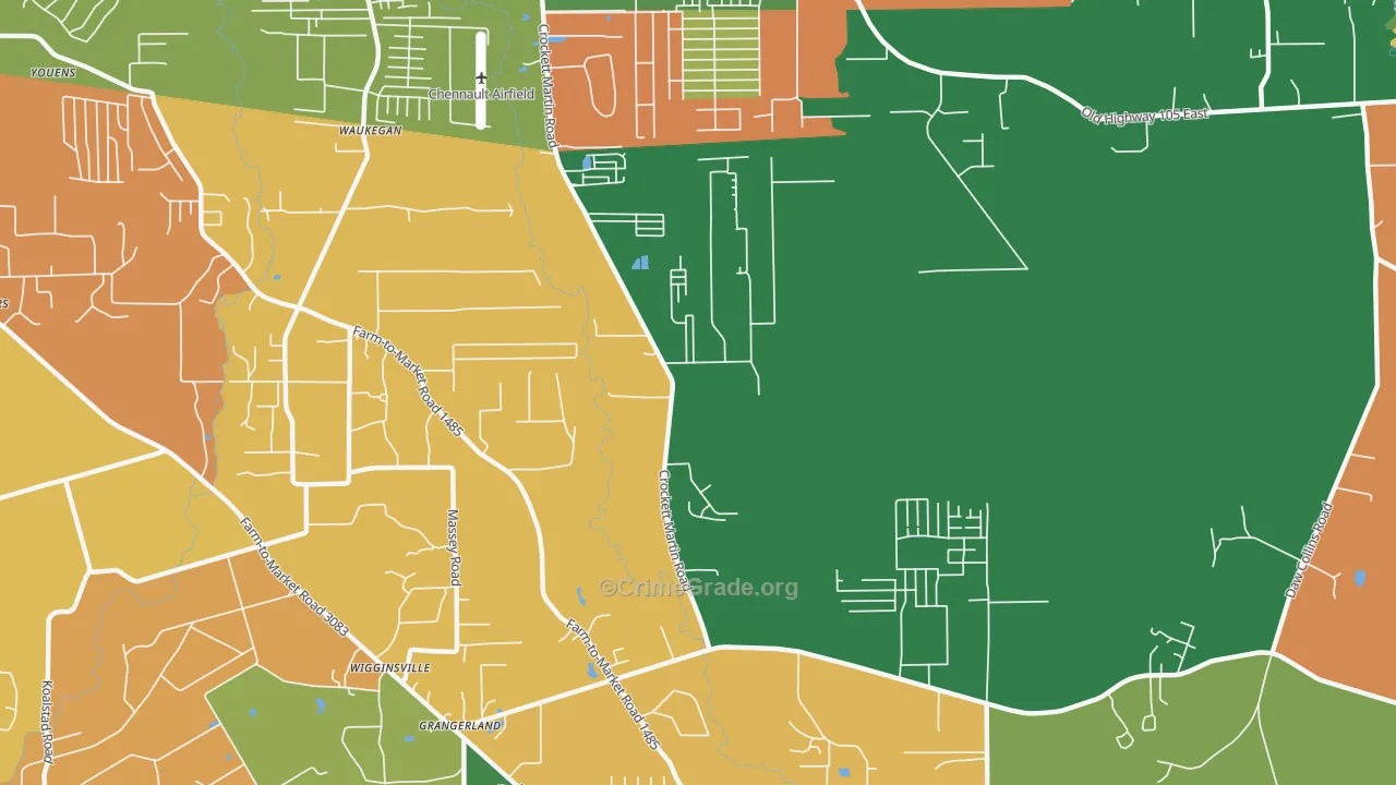 Wigginsville, TX Map of Drug-Related Crime Rates