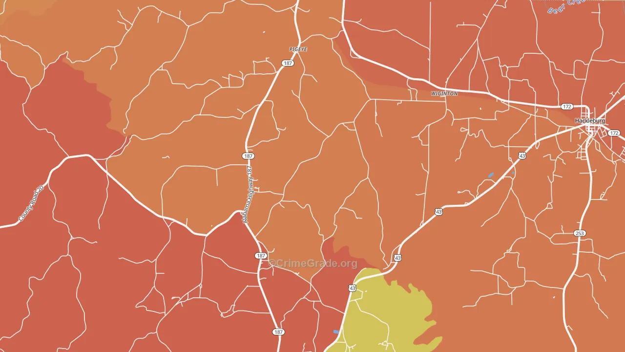 Wiginton, AL Map of Drug-Related Crime Rates