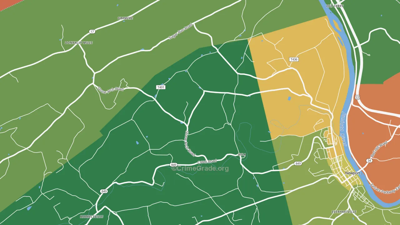 Wila, PA Map of Drug-Related Crime Rates